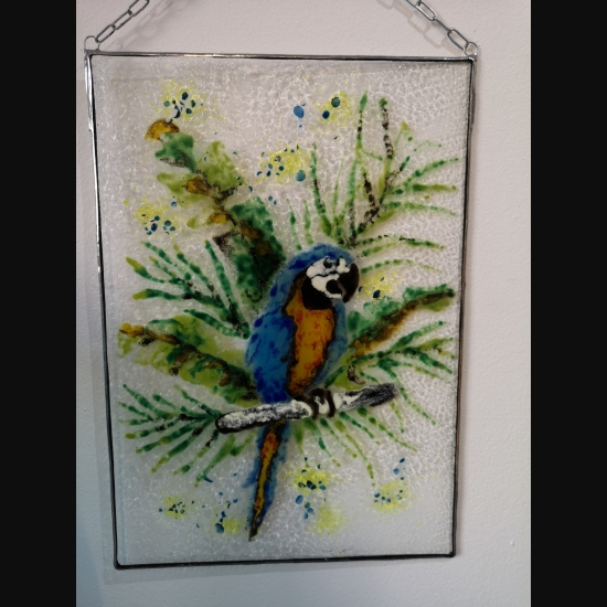 Papuga obraz, zawieszka ręcznie malowany